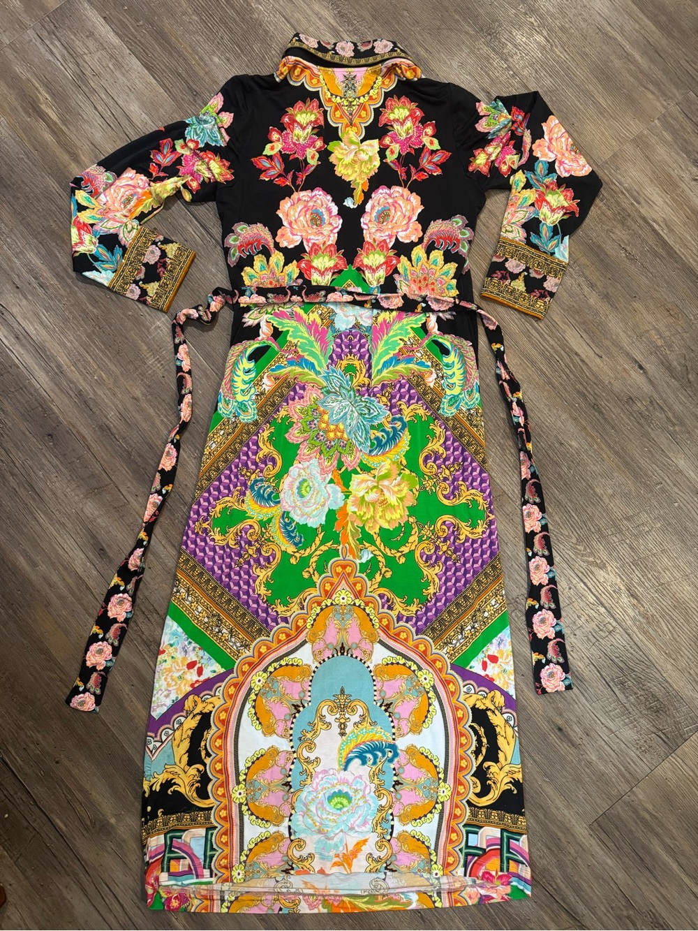 Camilla Jersey Collared Maxi Wrap Dress Sundowners In Sicily Silk Crystal Sz M - Picture 3 of 13